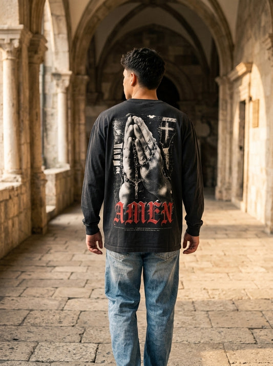 Credo model — Amen Long Sleeve