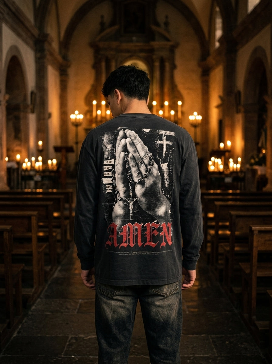 Credo model — Amen Long Sleeve